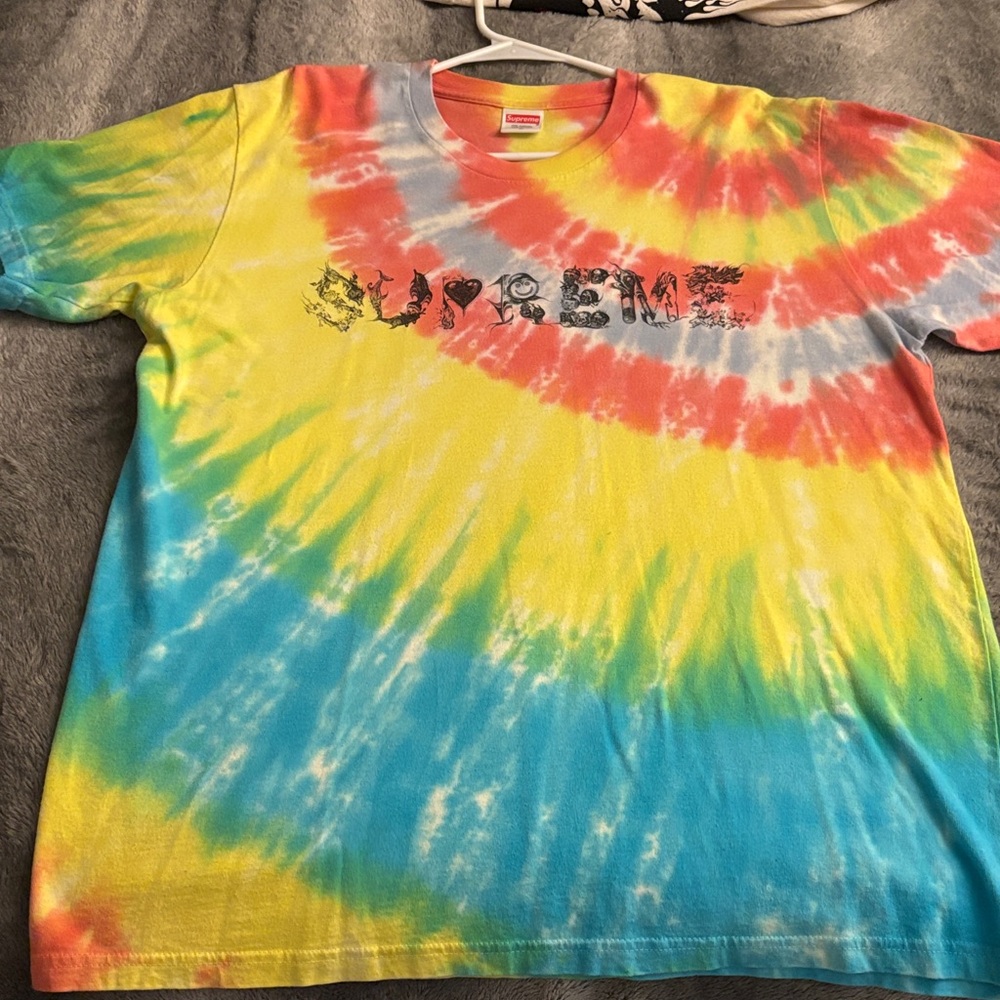 Supreme Spiral Tie-Dye T-Shirt - Yellow, Blue, Red